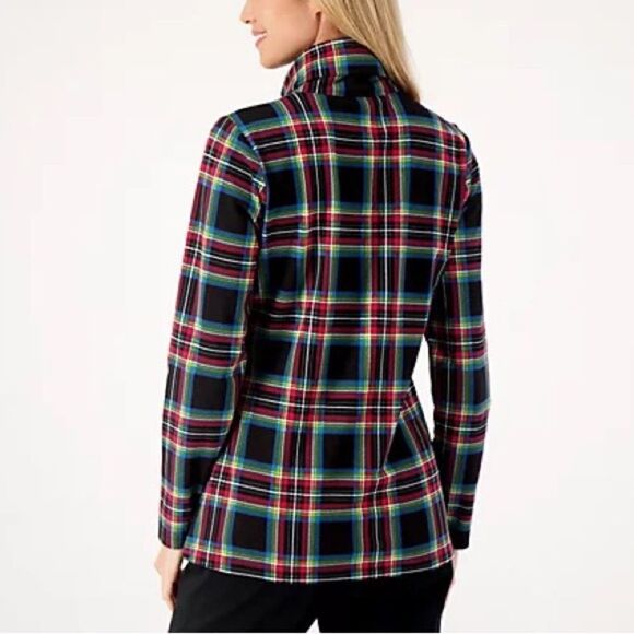 Denim & Co. Printed Perfect Jersey Turtle Neck Top - Picture 2 of 5